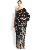 Roberto Cavalli Silk One-Shoulder Caftan - Lyst