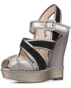Oscar de la Renta Vacanza Metallic Wedge Sandal - Lyst