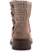 Jeffrey Campbell Perforated Suede Lug Sole Booties - Tan - Lyst