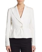 Valentino Roma Peaked Lapel Cotton & Silk Peplum Jacket - Lyst