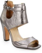 Kenneth Cole Battlefield Metallic Leather Ankle-Strap Sandals - Lyst