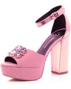 River Island Light Pink Embellished Platform Sandals - Lyst