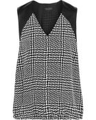 Rag & Bone Solo Leather-Trimmed Printed Silk Top - Lyst