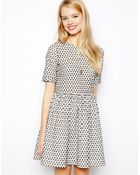 Asos Skater Dress With Embroidered Spot - Lyst