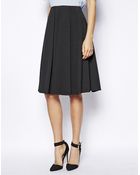 Asos Midi Skirt in Ponte with Bold Pleats - Lyst
