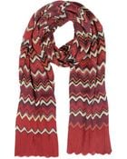 Missoni Red Zig Zag Wool Blend Scarf - Lyst