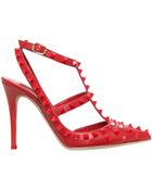 Valentino 100Mm Rouge Studded Leather Pumps - Lyst