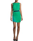 Halston Heritage Bicolor Belted Cape-Back Dress - Lyst