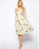 Asos Midi Dress With Pleated Skirt In Floral Print - Lyst
