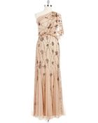 Adrianna Papell One Shoulder Beaded And Sequined Gown - Lyst