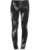Balmain Printed Low-Rise Skinny Jeans - Lyst