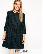 Asos Reclaimed Vintage Dark Tartan Smock Dress - Lyst