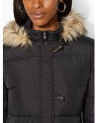Lauren by Ralph Lauren Hooded Down Toggle Coat - Lyst
