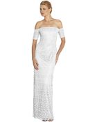 Laundry By Shelli Segal Metallic Lace Off The Shoulder Gown - Lyst