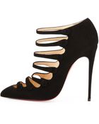 Christian Louboutin Viennana Strappy Suede Red Sole Bootie - Lyst