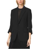 Michael Kors Cropped-Sleeve Wool-Serge Blazer - Lyst