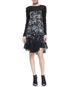 Tibi Floral Fields Longsleeve Ruffled Asymmetric Dress - Lyst
