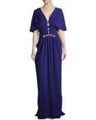 J. Mendel V-neck Cowl-sleeve Gown - Lyst