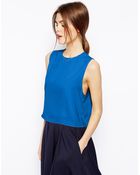 Asos Tank With Drop Armhole And Keyhole Back - Lyst