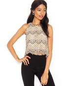 Maison Jules Sleeveless Lace Cropped Top - Lyst