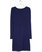 Mango Polka-Dot Textured Dress - Lyst