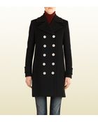 Gucci Black Wool Coat - Lyst