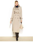 London Fog Hooded Belted Maxi Trench Coat - Lyst