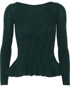 Oscar de la Renta Cable-Knit Wool And Cashmere-Blend Peplum Sweater - Lyst