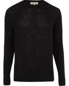 River Island Black Textured Crew Neck Jumper - Lyst