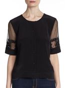 Elizabeth And James Ada Sheer-Sleeve Blouse - Lyst