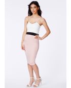 Missguided Raisala Nude Colour Block Midi Dress - Lyst