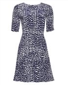Jaeger Silk Abstract Spot Flare Dress - Lyst