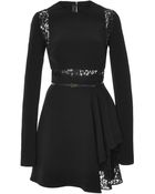 Elie Saab Crepe Cady and Lace Short Dress - Lyst