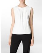 Calvin Klein Pleated Scoopneck Sleeveless Top - Lyst