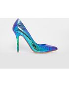 Dune Burst Green Metallic Heeled Court Shoes - Lyst