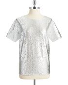 DKNY Metallic Lace Tee - Lyst
