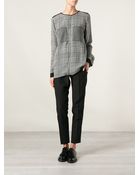 MICHAEL Michael Kors Sheer Panel Houndstooth Blouse - Lyst