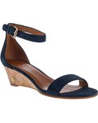 Tory Burch Savannah Wedge Sandal Newport Navy Suede - Lyst