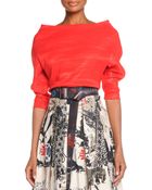 Donna Karan New York Organza Elbow-Sleeve Top - Lyst