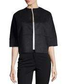 Michael Kors Half-Sleeve Boxy Cropped Jacket - Lyst