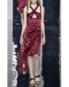 Christopher Kane Burgundy Sleeveless Bondage Dress - Lyst