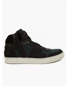 Lanvin Men'S Green Embossed Leather Hi-Top Sneakers - Lyst