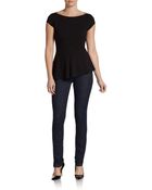 Saks Fifth Avenue Black Label Cap-Sleeve Peplum Top - Lyst