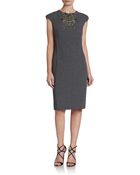Teri Jon Cap-Sleeve Shift Dress - Lyst