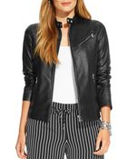 Ralph Lauren Lauren Plus Leather Moto Jacket - Lyst