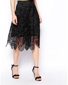 Asos Premium Midi Skirt In Lace - Lyst