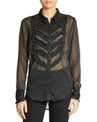 Free People Ruffled Tuxedo Blouse - Lyst