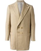 Kolor Herringbone Overcoat - Lyst