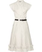Bottega Veneta Pleated Cotton-Blend Twill Wrap Dress - Lyst