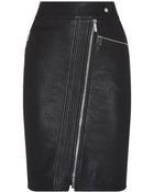 Karen Millen Zip Leather Pencil Skirt - Lyst